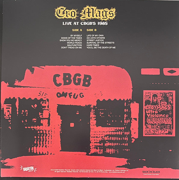Cro-Mags : Live At CBGB's 1985 (LP, RSD, Ltd, Yel)