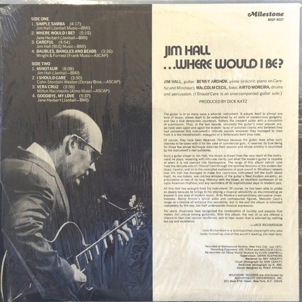 Jim Hall : ...Where Would I Be? (LP, Album, Yel)