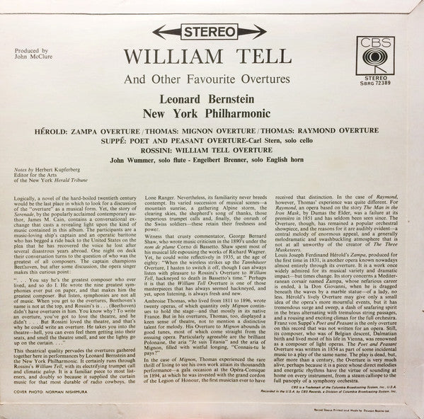 Leonard Bernstein, New York Philharmonic : William Tell And Other Favourite Overtures (LP, Album)