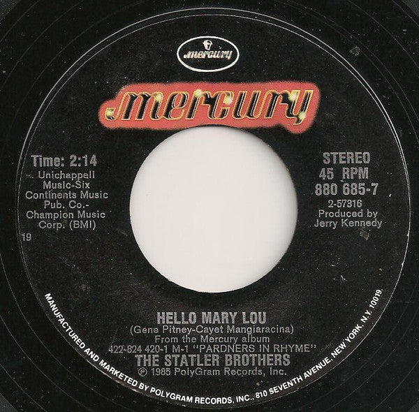 The Statler Brothers : Hello Mary Lou (7", Styrene, Bes)