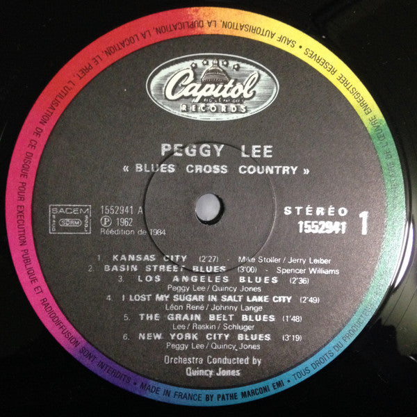 Peggy Lee : Blues Cross Country (LP, Album, RE)