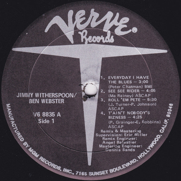 Jimmy Witherspoon & Ben Webster : Previously Unreleased Recordings (LP, Album)