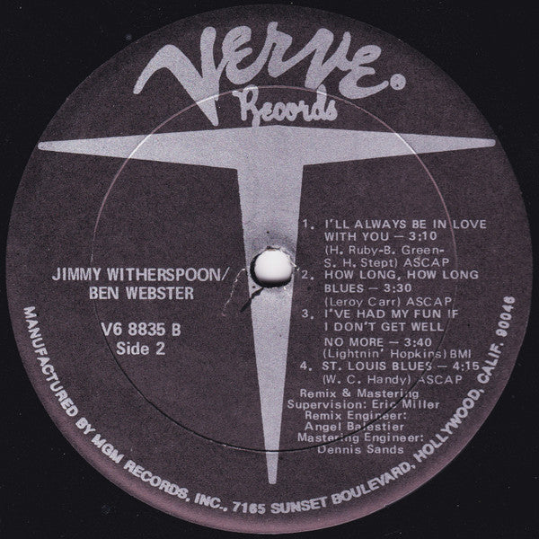 Jimmy Witherspoon & Ben Webster : Previously Unreleased Recordings (LP, Album)