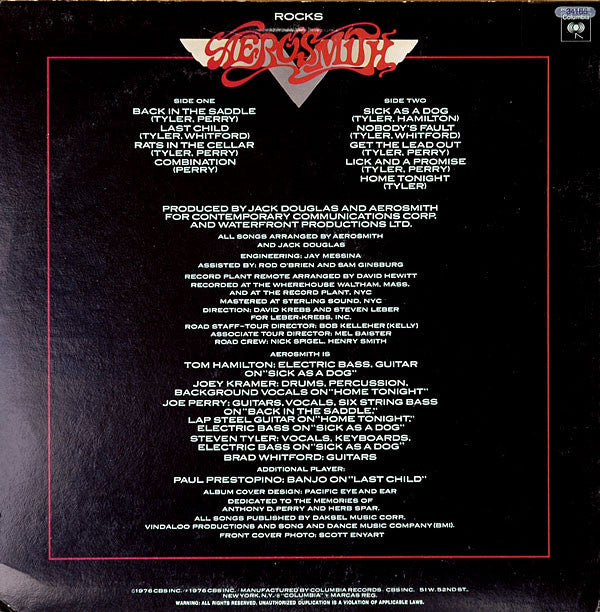 Aerosmith : "Rocks" (LP, Album, Pit)