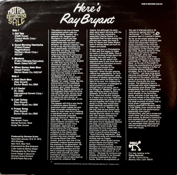 Ray Bryant : Here's Ray Bryant (LP, Album, Ind)