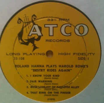 Roland Hanna : Roland Hanna Plays Harold Rome's "Destry Rides Again" (LP, Album, Mono)