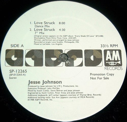 Jesse Johnson : Love Struck (12", Promo)