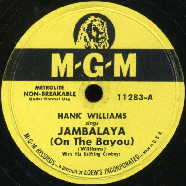 Hank Williams With His Drifting Cowboys : Jambalaya (On The Bayou) / Window Shopping (10")