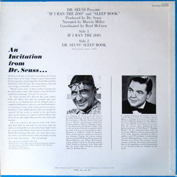 Dr. Seuss : If I Ran The Zoo / Sleep Book (LP, RP)