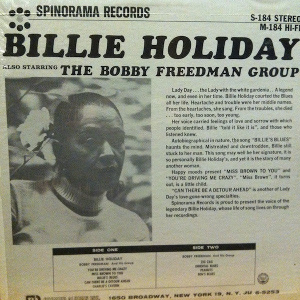 Billie Holiday Also Starring The Bobby Freedman Group : Misty & Blue (LP, Comp, RE)