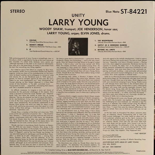 Larry Young : Unity (2x12", Album, Ltd, RE, Gat)