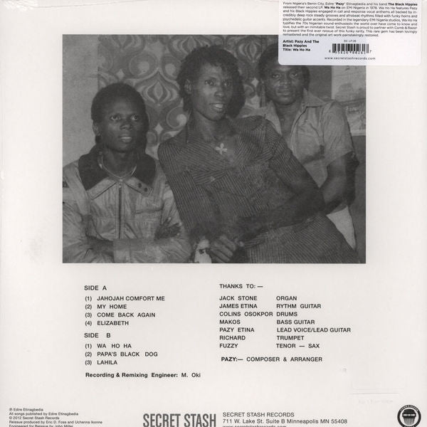 Pazy And The Black Hippies* : Wa Ho Ha (LP, Album, RE)