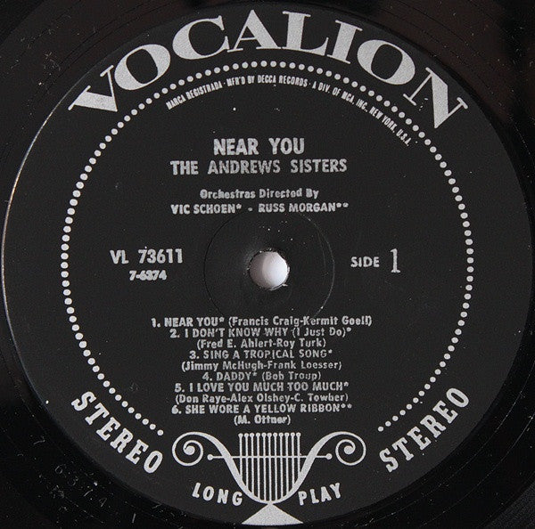 The Andrews Sisters : Near You... (LP, Comp)