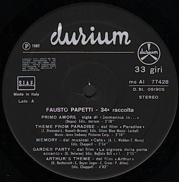 Fausto Papetti : 34a (LP, Album, Gat)