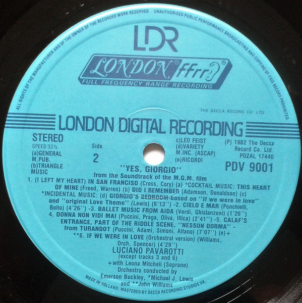 Luciano Pavarotti : Yes, Giorgio (LP, Album, Gat)