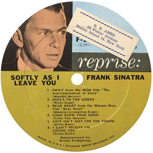 Sinatra* : Softly, As I Leave You (LP, Album, Mono, Pit)