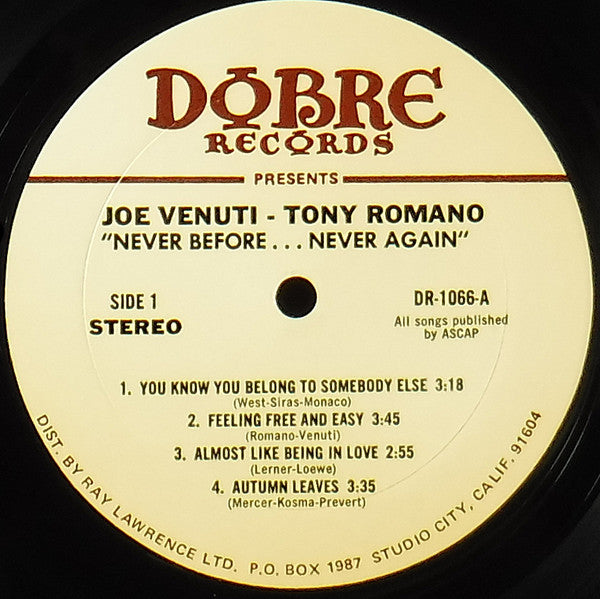 Joe Venuti ― Tony Romano (8) : Never Before... Never Again (LP, Album)