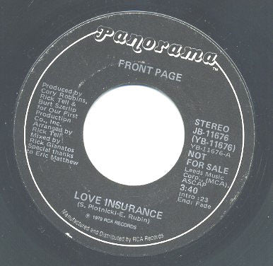 Front Page (2) : Love Insurance (7", Promo)