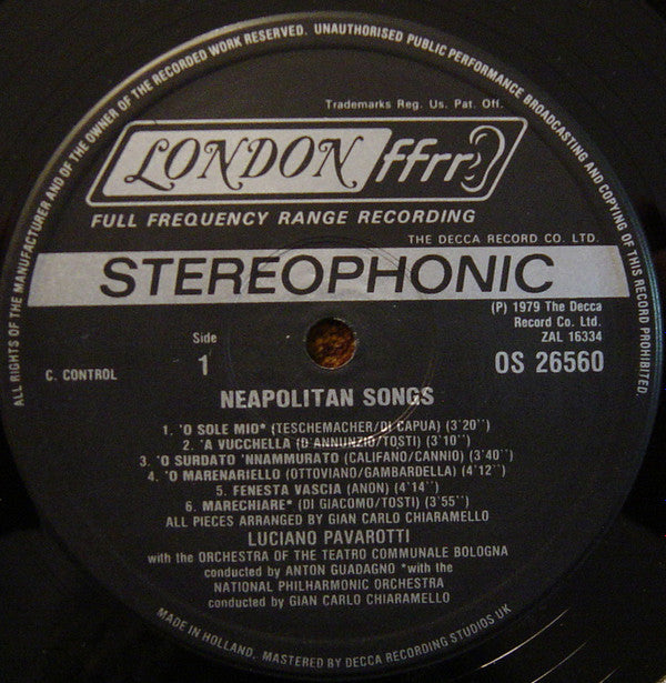 Luciano Pavarotti : O Sole Mio Favorite Neapolitan Songs (LP, Hol)