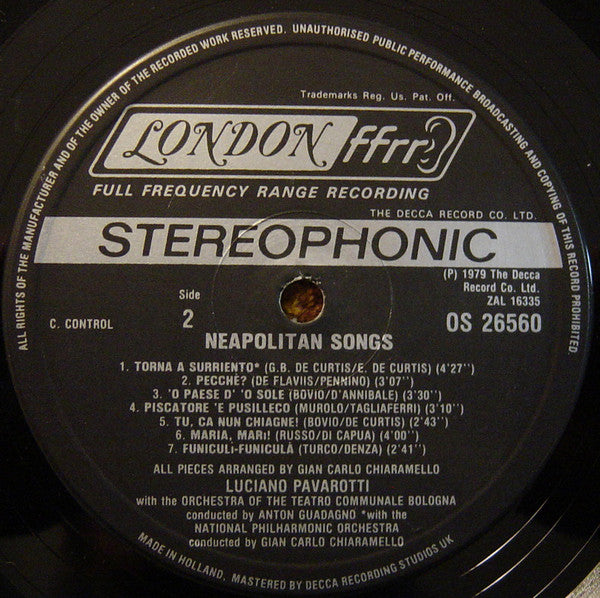 Luciano Pavarotti : O Sole Mio Favorite Neapolitan Songs (LP, Hol)