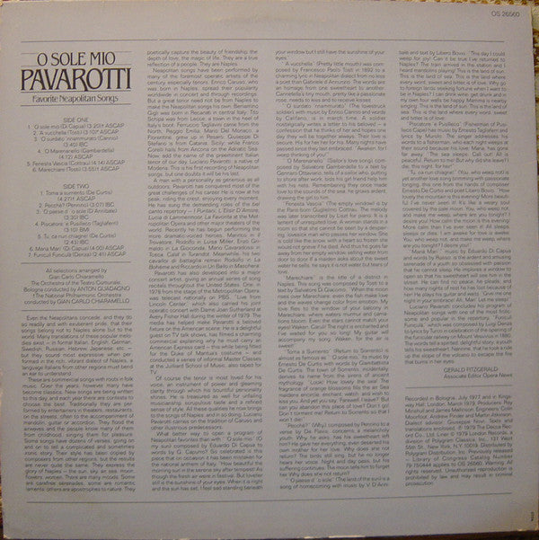 Luciano Pavarotti : O Sole Mio Favorite Neapolitan Songs (LP, Hol)