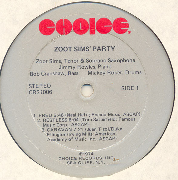 Zoot Sims : Zoot Sims' Party (LP, Album)