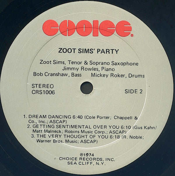 Zoot Sims : Zoot Sims' Party (LP, Album)