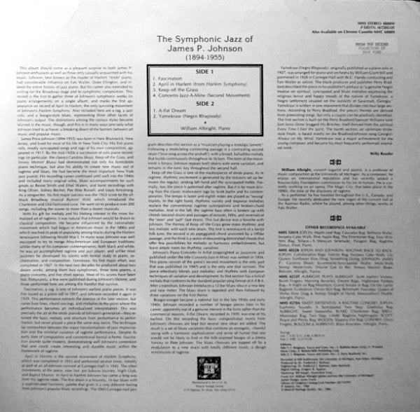James P. Johnson*, William Albright : The Symphonic Jazz Of James P. Johnson (LP)