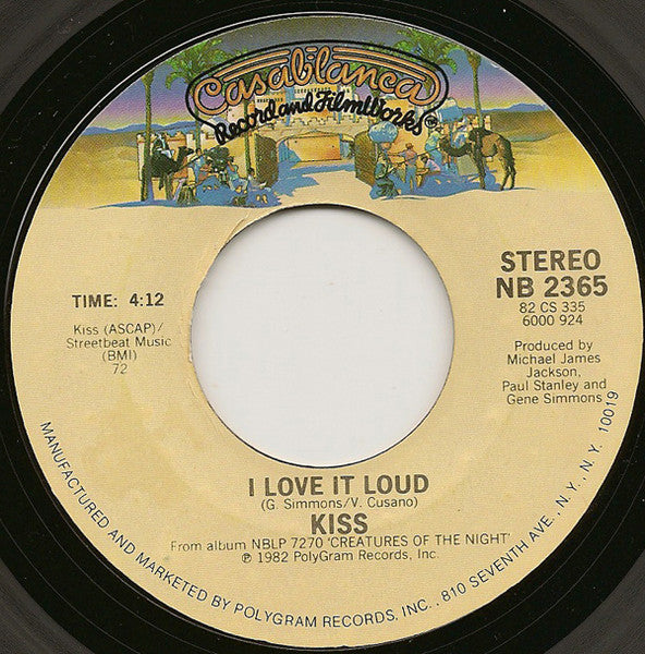 Kiss : I Love It Loud (7", Single, Styrene, Ric)