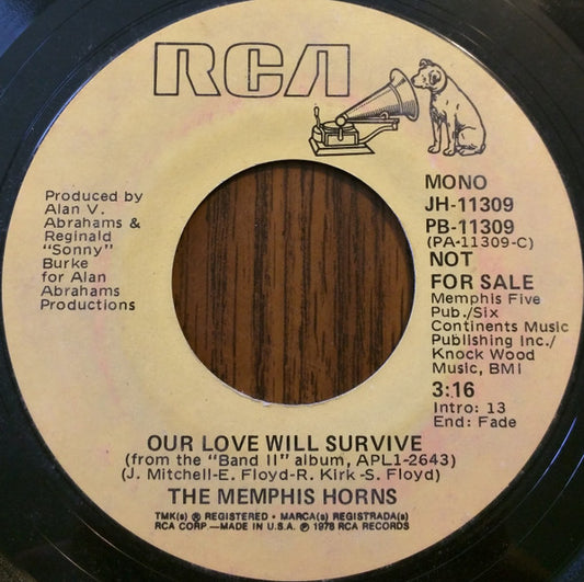 The Memphis Horns : Our Love Will Survive (7", Single, Mono, Promo)