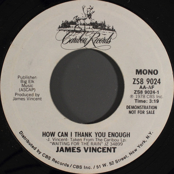James Vincent : How Can I Thank You Enough (7", Mono, Promo, Styrene, Pit)
