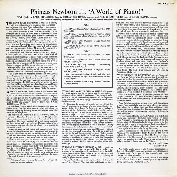 Phineas Newborn Jr. : A World Of Piano! (LP, Album, RE)