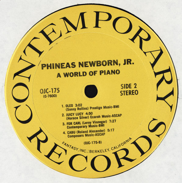 Phineas Newborn Jr. : A World Of Piano! (LP, Album, RE)