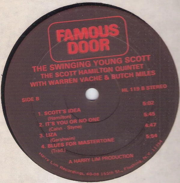 The Scott Hamilton Quintet With Warren Vache* And Butch Miles : Swinging Young Scott (LP, Album)