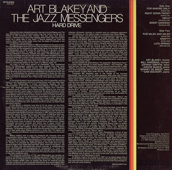 Art Blakey & The Jazz Messengers : Hard Drive (LP, Album, Mono)