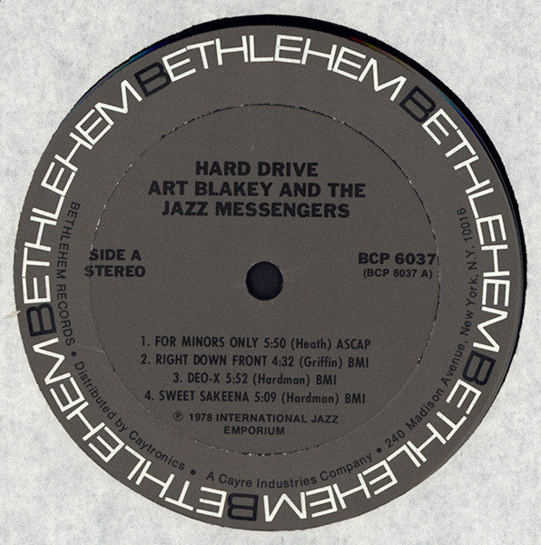 Art Blakey & The Jazz Messengers : Hard Drive (LP, Album, Mono)