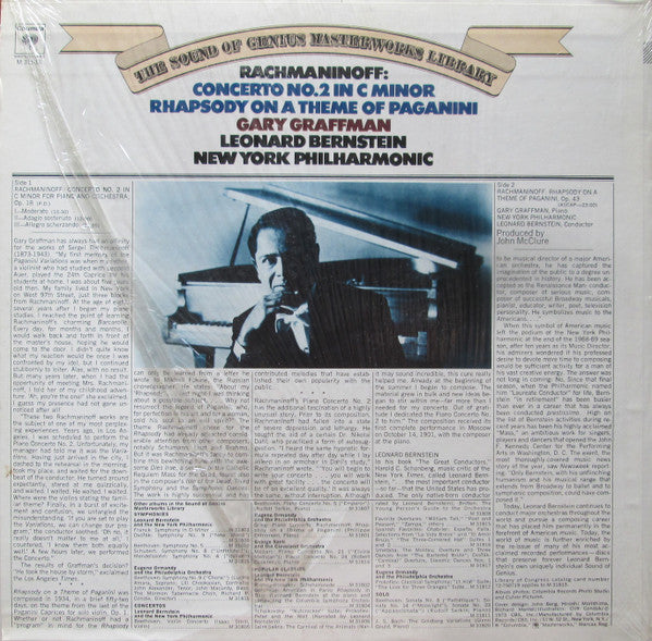 Rachmaninoff*, Gary Graffman, Leonard Bernstein, New York Philharmonic : Concerto No. 2 In C Minor / Rhapsody On A Theme Of Paganini (LP, RE)