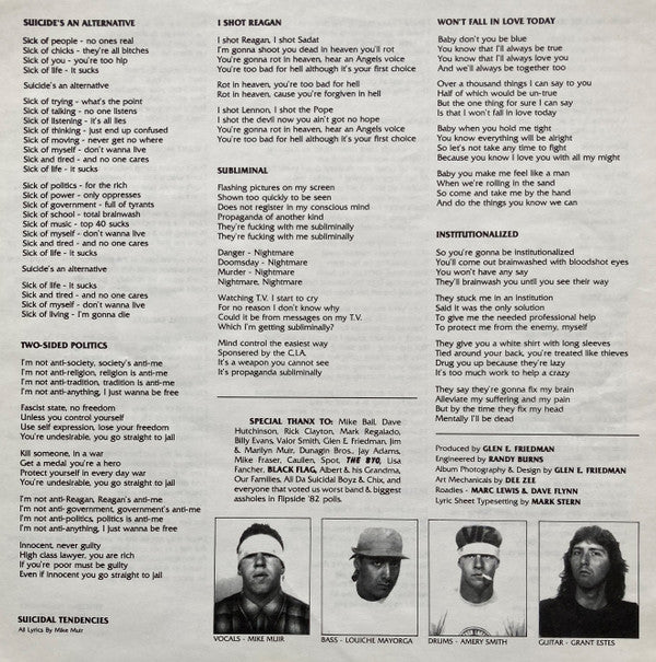 Suicidal Tendencies : Suicidal Tendencies (LP, Album, Club, RE)