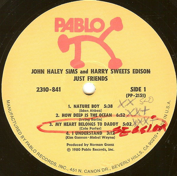 John Haley Sims*, Harry Sweets Edison* : Just Friends (LP, Album, Als)