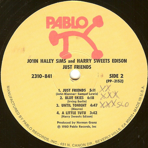 John Haley Sims*, Harry Sweets Edison* : Just Friends (LP, Album, Als)