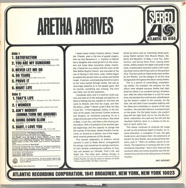 Aretha Franklin : Aretha Arrives (LP, Album, Kee)