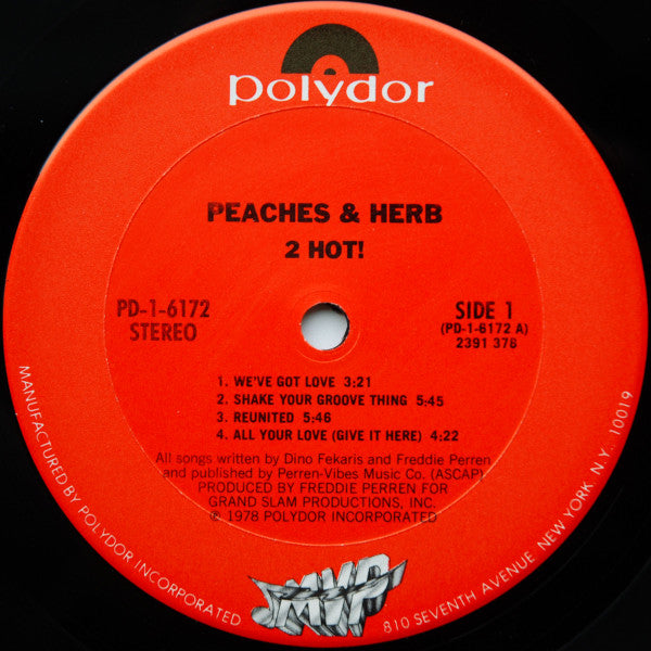 Peaches & Herb : 2 Hot! (LP, Album, Club, Col)