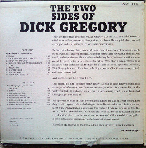 Dick Gregory : The Two Sides Of Dick Gregory (LP, Album)