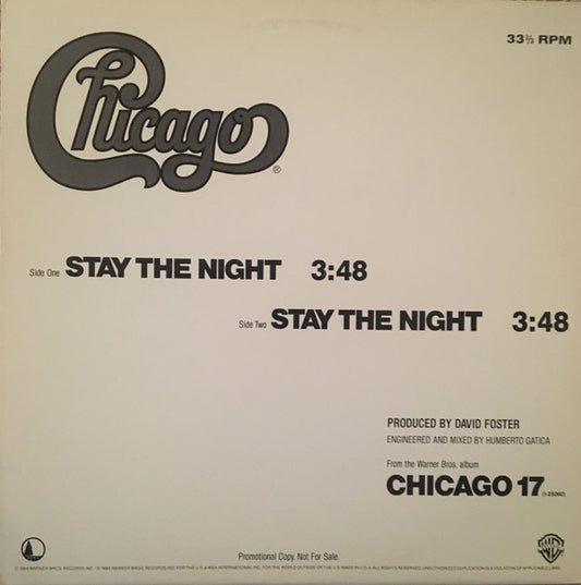 Chicago (2) : Stay The Night (12", Single, Promo)