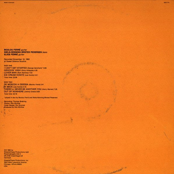 Boulou Ferré & Niels-Henning Ørsted Pedersen & Elios Ferré : Trinity (LP, Album)