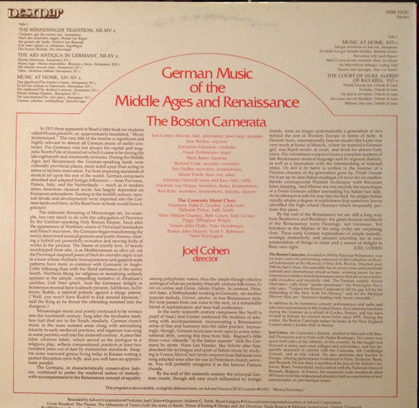 The Boston Camerata*, Joel Cohen (3) : German Music Of The Middle Ages And Renaissance (LP)