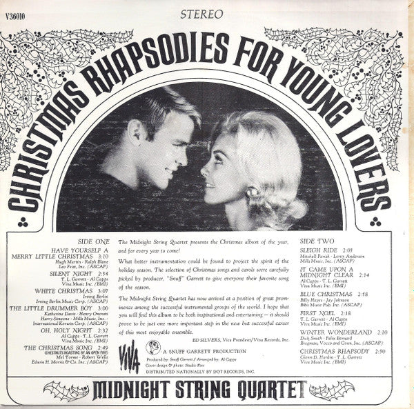 Midnight String Quartet : Christmas Rhapsodies For Young Lovers (LP, Album)