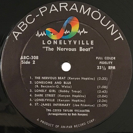The Creed Taylor Orchestra : Lonelyville "The Nervous Beat" (LP, Mono)