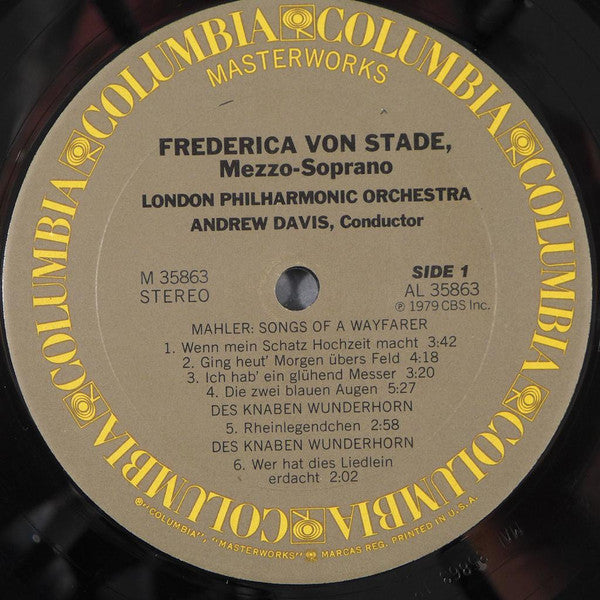 Frederica von Stade, London Philharmonic Orchestra, Andrew Davis - Mahler* : Songs Of A Wayfarer / Rückertlieder / Two Songs From Des Knaben Wunderhorn (LP, Album)