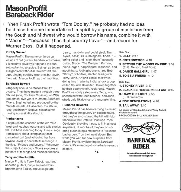 Mason Proffit : Bareback Rider (LP, Album, Promo, Gat)